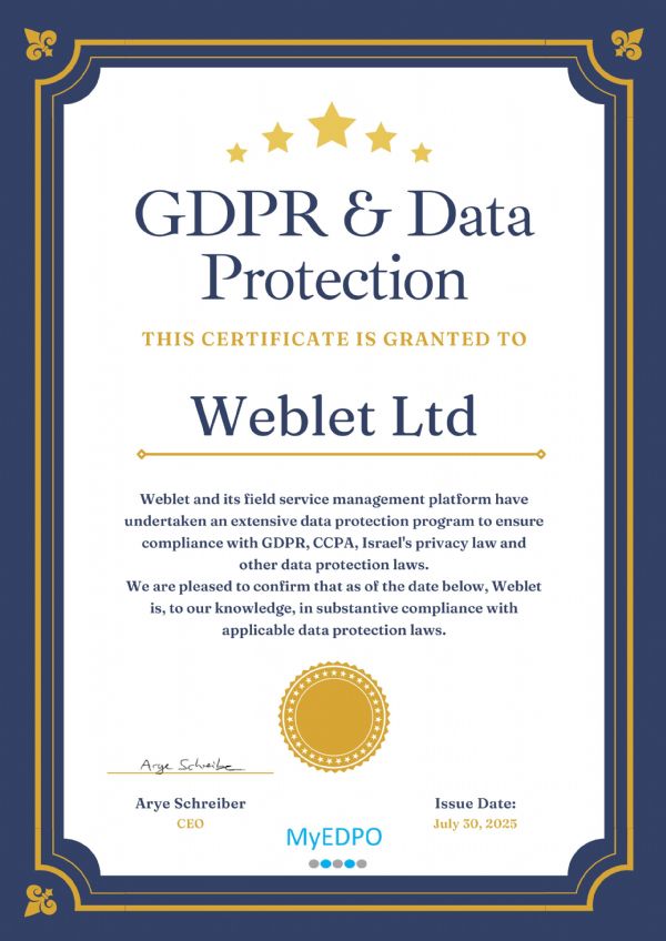 WEBLET's GDPR compliance